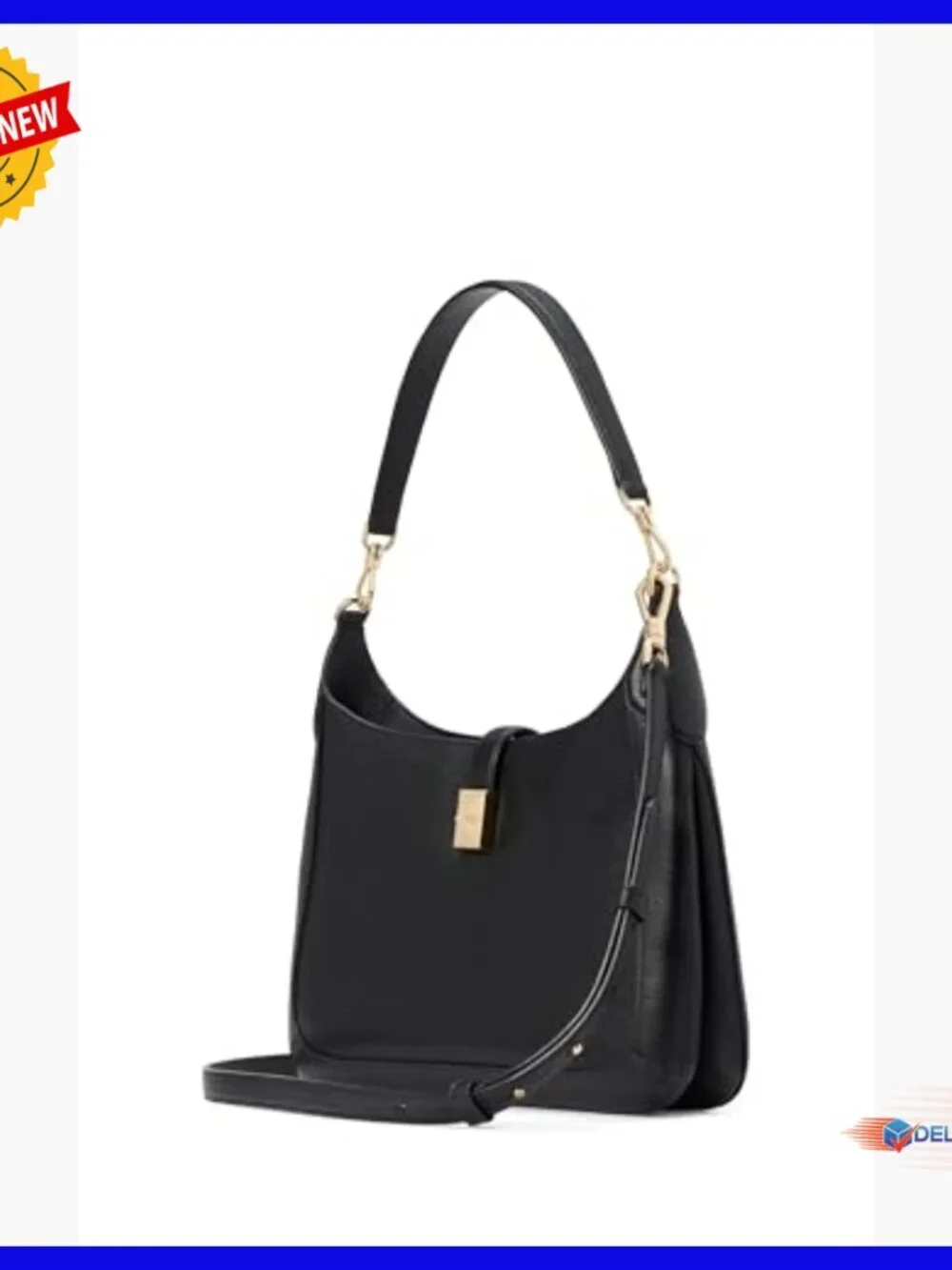 Pebbled Leather Hobo Bag with Adjustable Crossbody Strap, Fits iPad